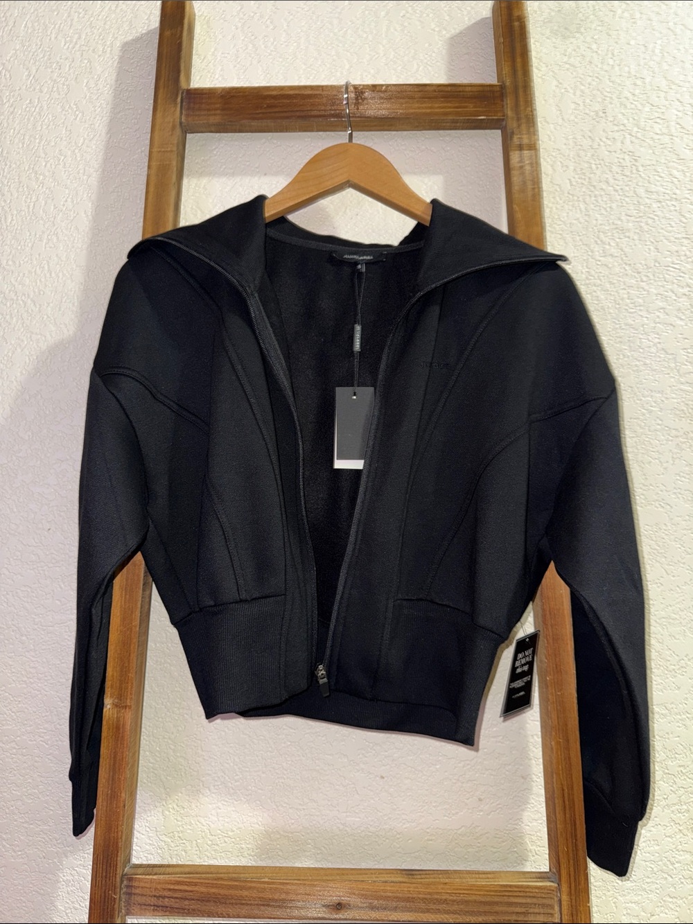 JLUXLABEL NWT Black Zip-Front Jacket with High Collar S